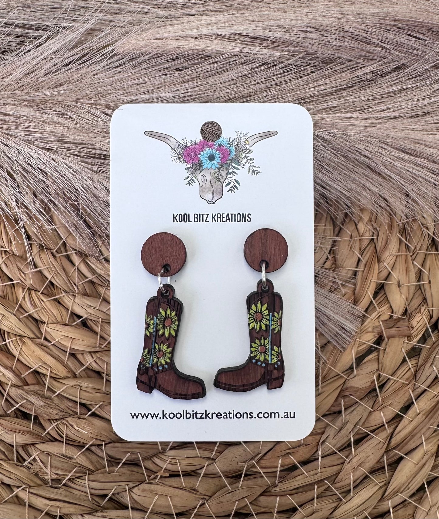 Wooden Yellow Floral Boots