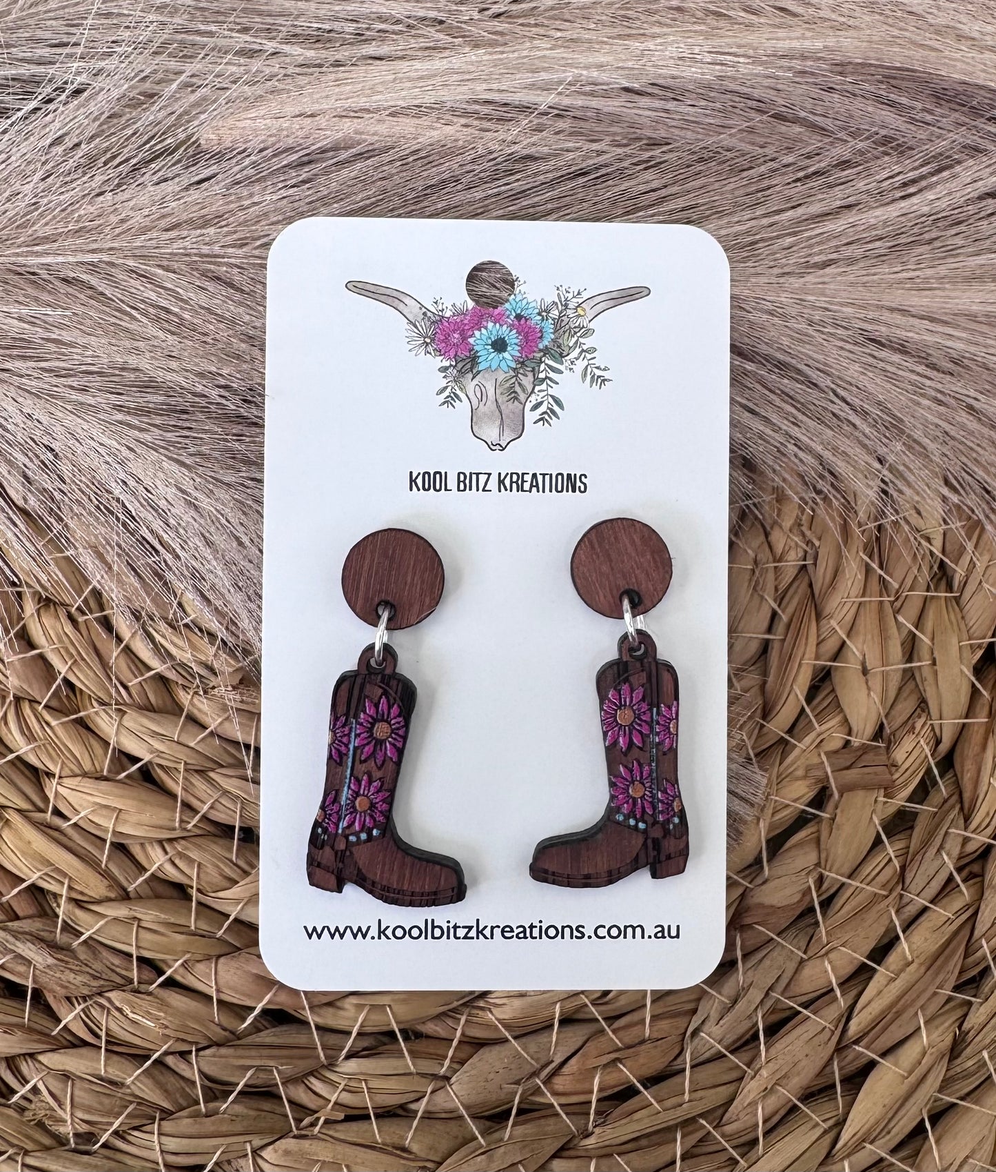 Wooden Pink Floral Boots