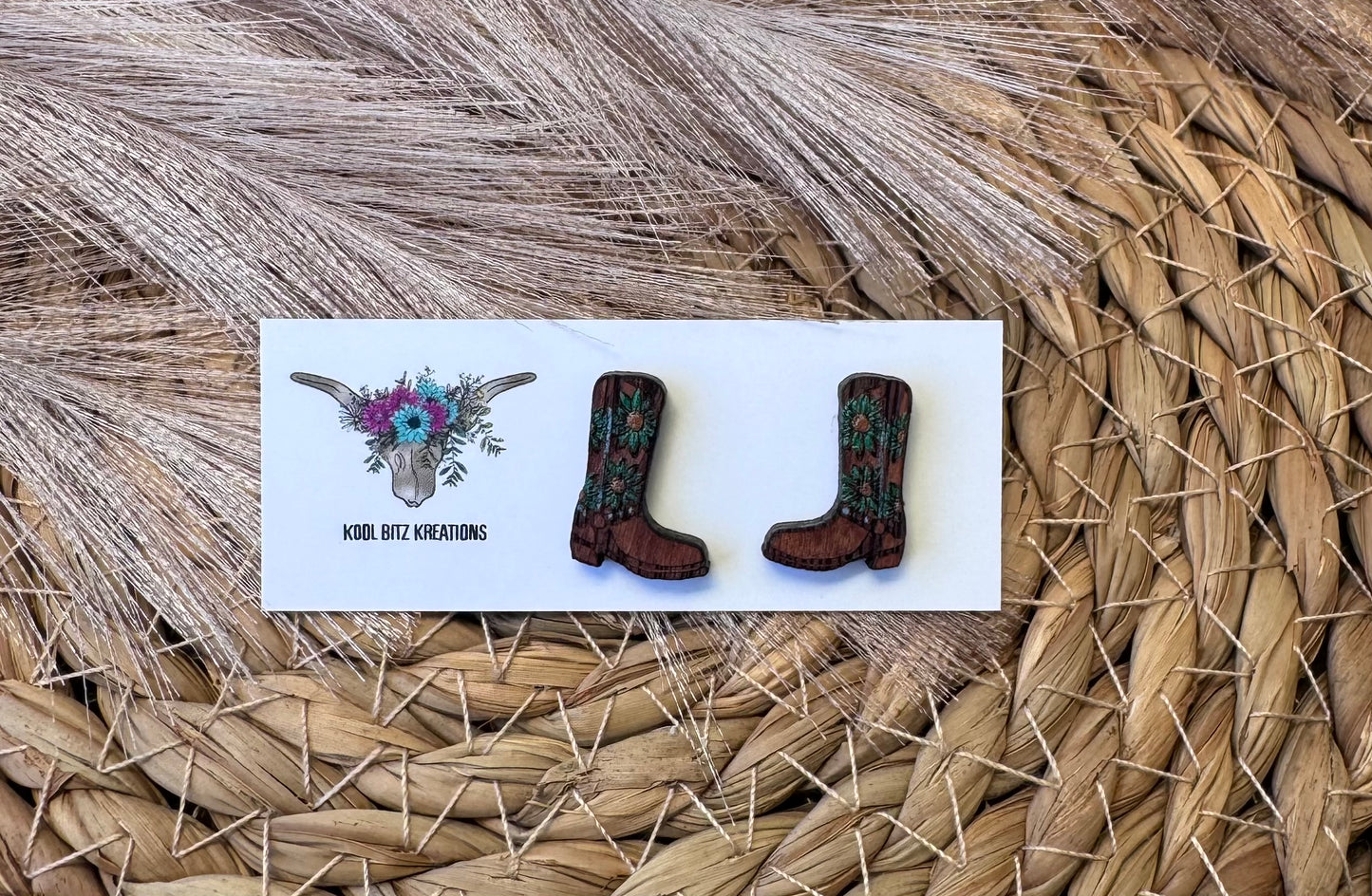 Dark Green Floral Boot Stud