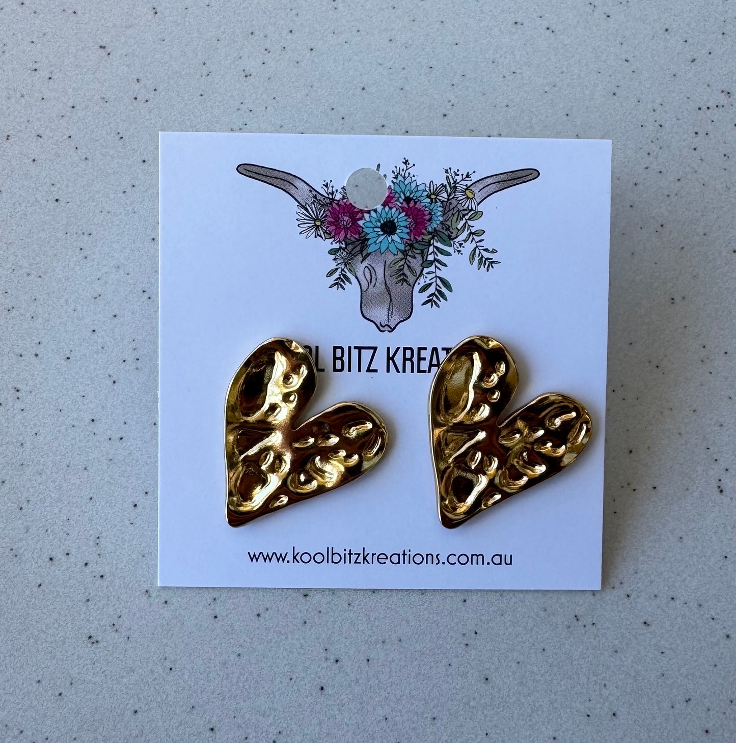 Gold Heart Studs
