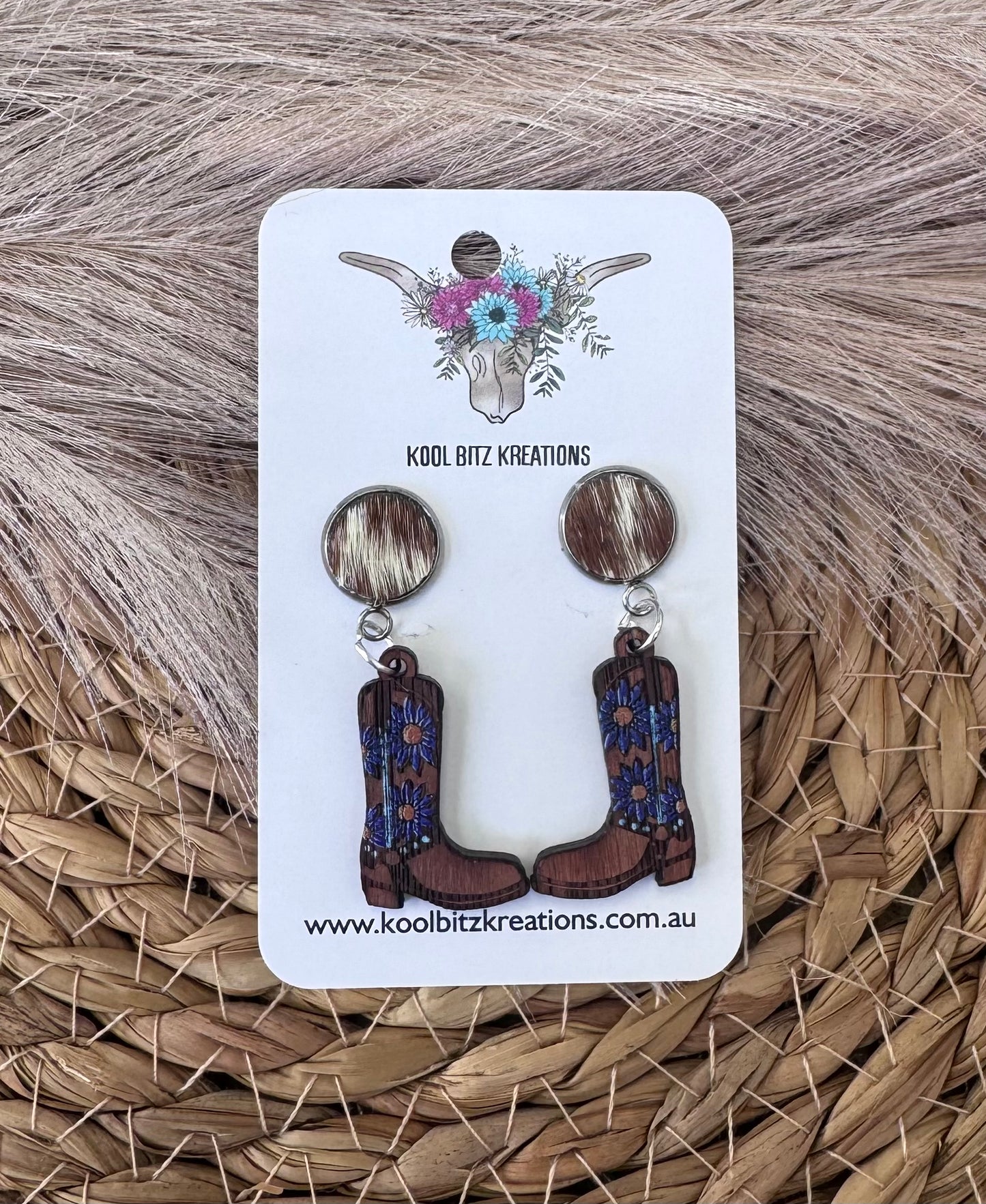 Brown Cowhide Dark Blue Boots