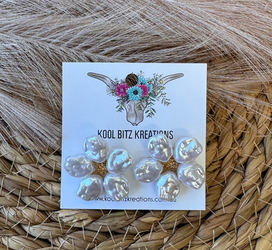 Large Pearl Flower Studs