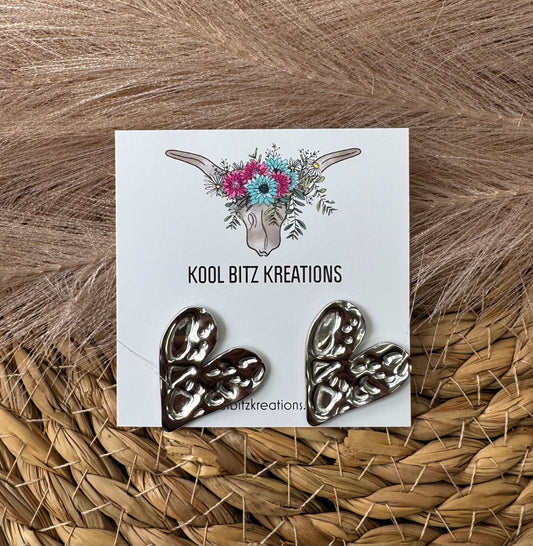 Silver Heart Studs