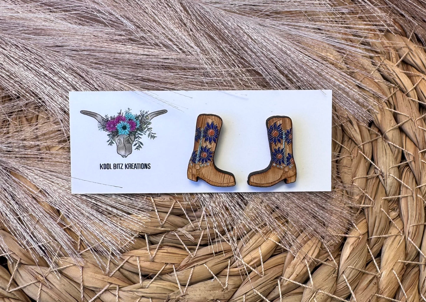 Light Dark Blue Floral Boot Stud