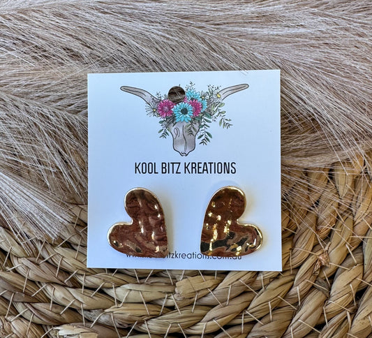 Gold Heart Studs