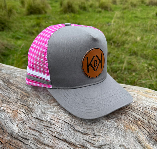 Grey & Pink Gingham Mesh KBK Cap
