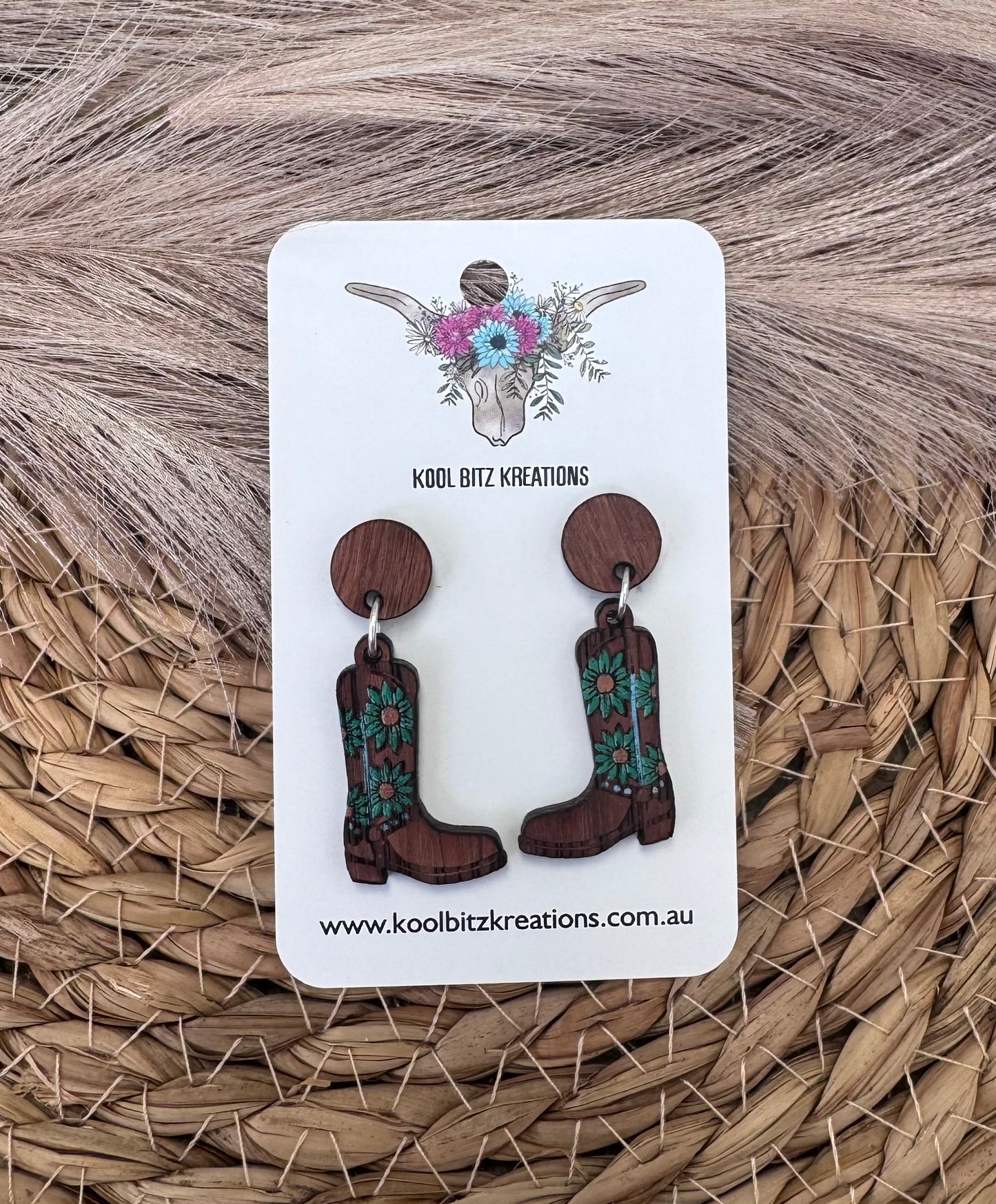 Wooden Green Floral Boots