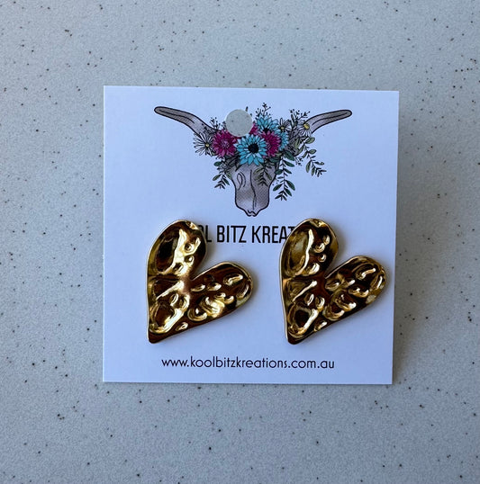 Gold Heart Studs