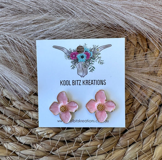 Pink Flower Studs