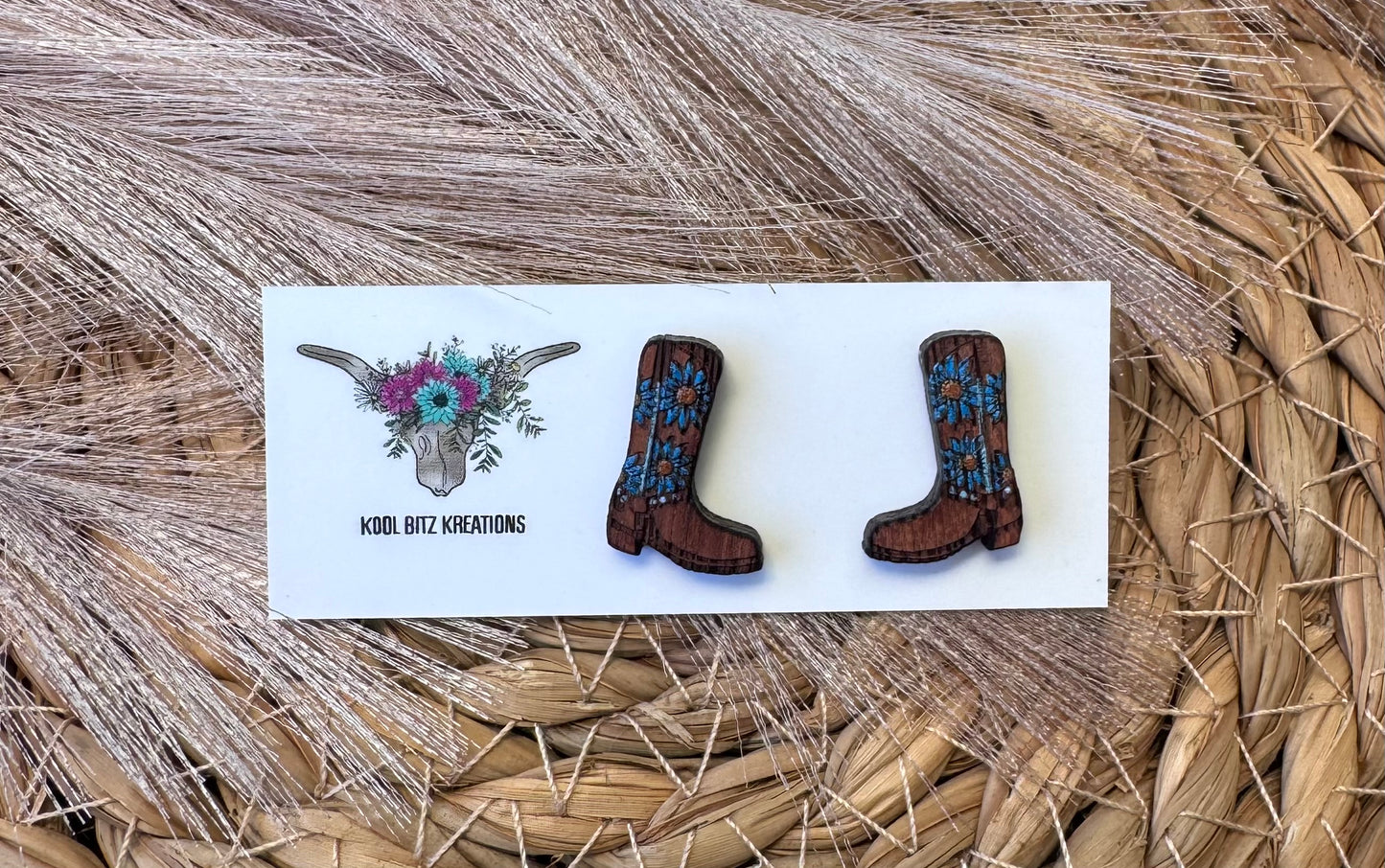 Dark Blue Floral Boot Stud