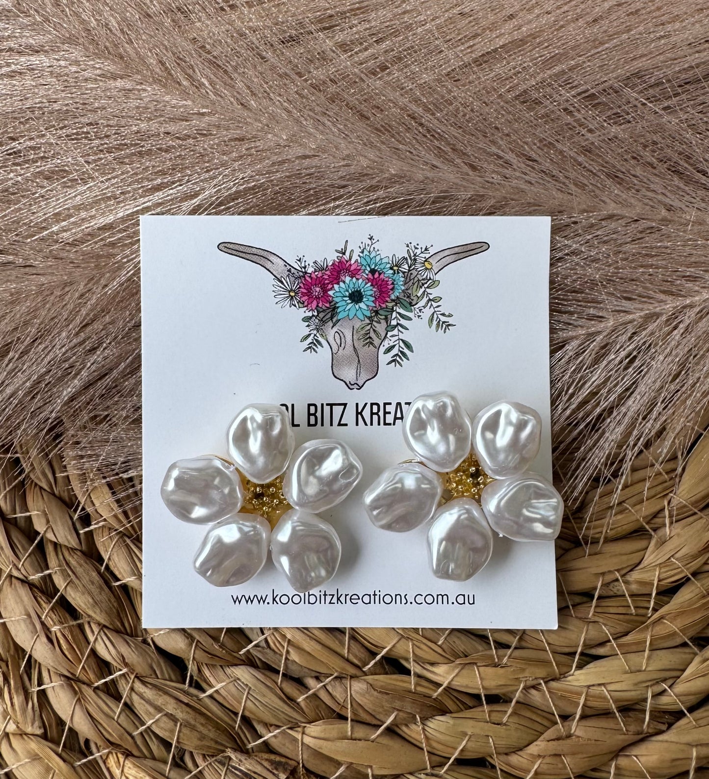 Pearl Flower Studs