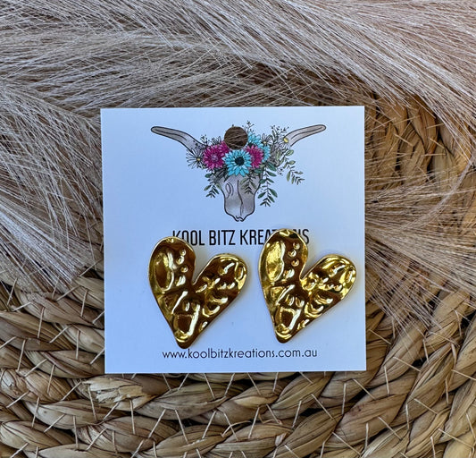 Gold Heart Studs