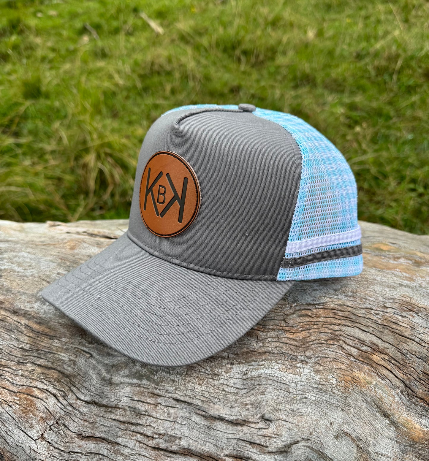 Grey & Blue Gingham Mesh KBK Cap