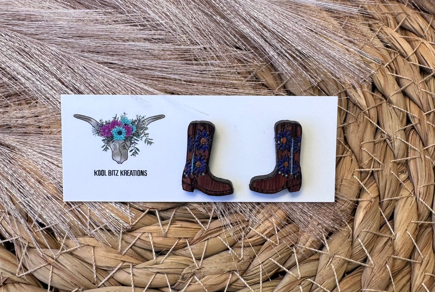 Dark Navy Floral Boot Stud