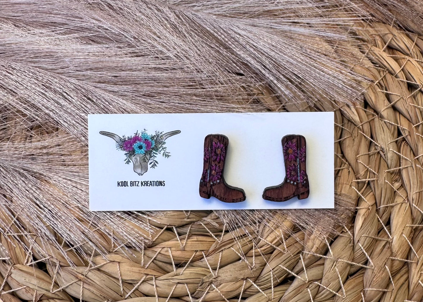 Dark Purple Floral Boot Stud