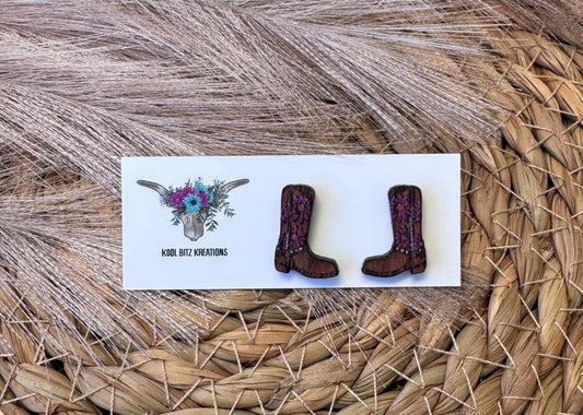 Dark Purple Floral Boot Stud