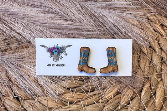 Light Blue Floral Boot Stud